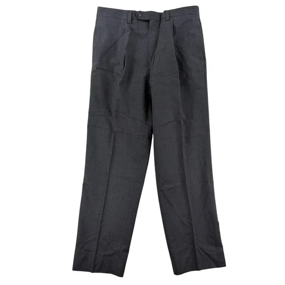 Calvin‎ Klein Dress Pants Mens 34x30 Gray Wool Pleated Straight Office Business