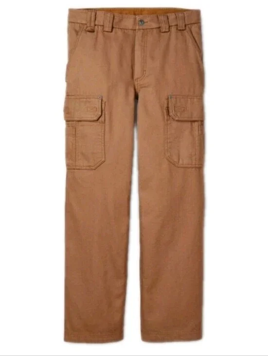 Duluth Trading Co Flex Fire Hose Cargo Work Pants 32 X 28  Relaxed Brown Canvas