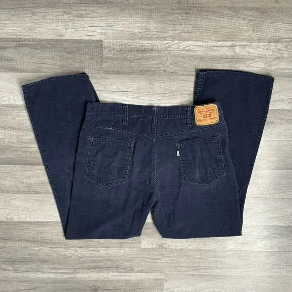 37.5 X 29 Levis 517 Vintage 80s Cords Bootcut Corduroy Pants Jeans Navy Western