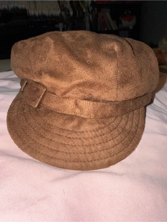 Brown Suede Newsboy Cap