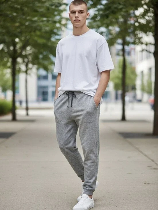Faded Glory Men's XL Loose Sweatpants  Heather Grey Drawstring Pockets