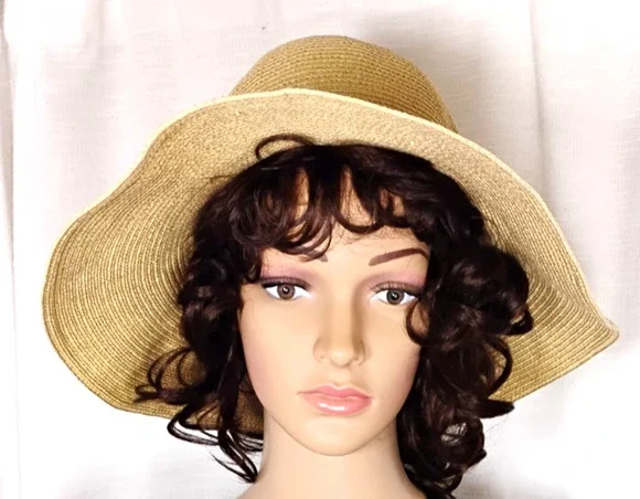 Talbots Wide Brim Straw Hat Womens 22