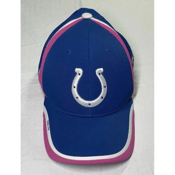 NWT NFL Colts Onfield Reebok Women's Cap Blue with Pink Trim and Ribbon Size S/M