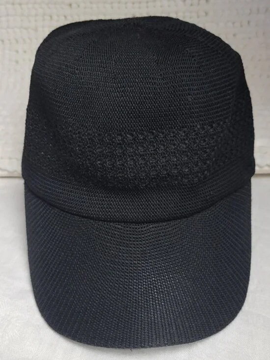 Park Royal Quality Headwear Black Cap Hat breathable crochet 60s vtg brim Retro