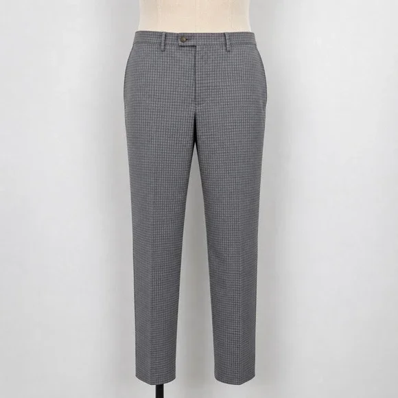 Lauren Ralph Lauren Mens Grey Micro Check Dress Pants 36W x 32L Stretch Trousers
