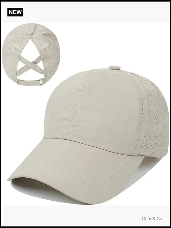 Criss Cross Ponytail Baseball Cap - Quick Dry Mesh Hat for Outdoor Sports