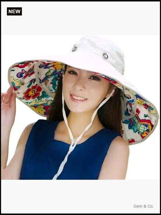 Reversible 2-in-1 Wide Brim Sun Hat with Removable Brim UPF 50+ Packable