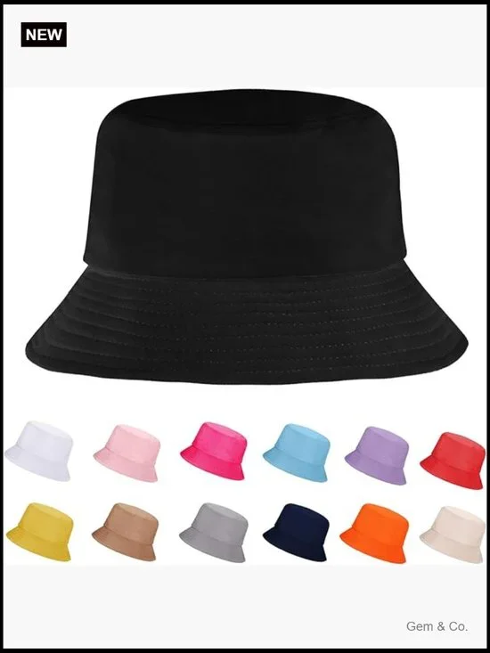Unisex Bucket Hat UPF 50+ Sun Protection Cotton Foldable Packable Summer Beach
