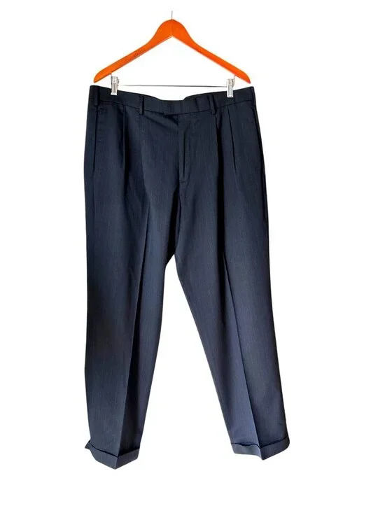Dockers Mens Pinstriped Wool Blend Dress Pants W38 L32 Black