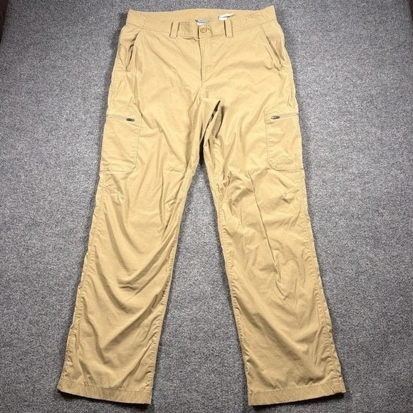 LL Bean Cresta Hiking Pants Mens 35x32 Tan Khaki Nylon Stretch Cargo Outdoor