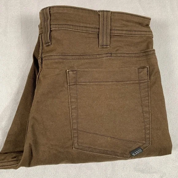 5.11 Tactical Defender-Flex Pants Mens 34x30 Brown Slim Fit Twill Outdoor