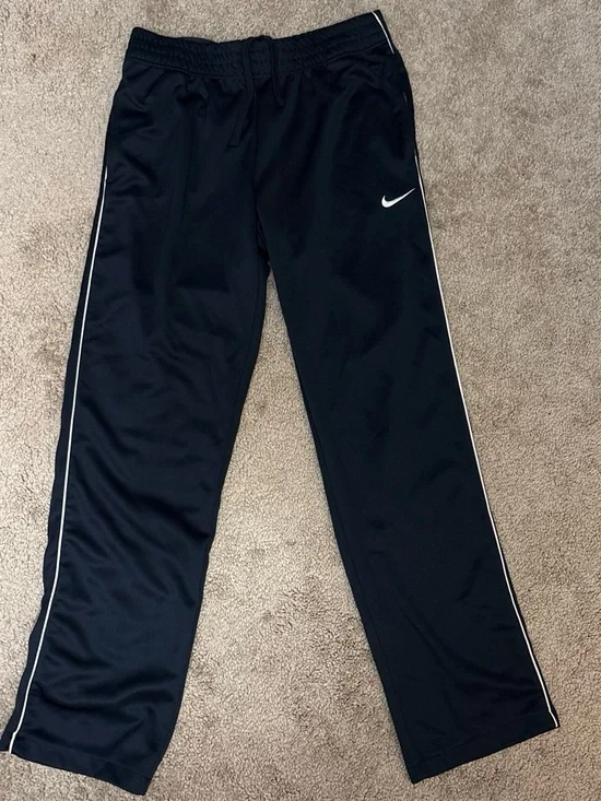 Nike Mens Navy Blue Athletic Track Pants with White Piping