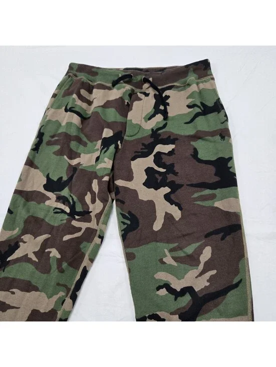 EUC Men's XL Polo Ralph Lauren Fleece Jogger Woodland Camo Brown Green Tan Black