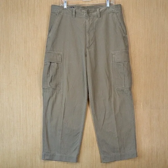 Polo Ralph Lauren Men Cargo Pants 36x29 Olive Khaki Cotton Twill Utility 90s