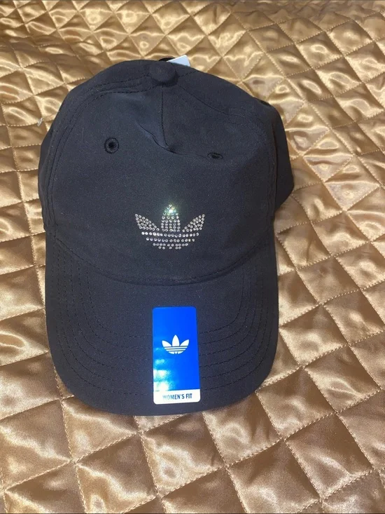 adidas Black Baseball Cap with Crystal Trefoil