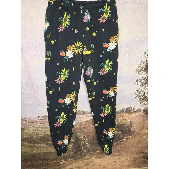Nike Psychedelic  Alien Mushroom Outer Space Print Soft Joggers Black Sz Small