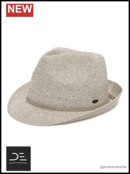 UPF 50+ Straw Fedora Hat for Women - Packable Short Brim Sun Hat