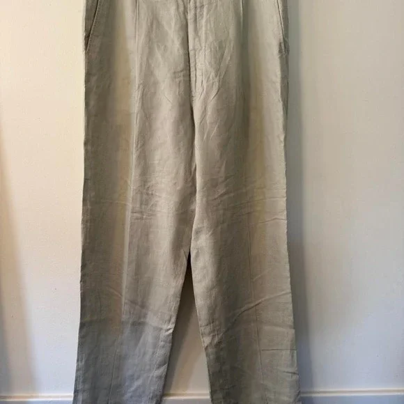 Vtg Inserch Mens Beige 100% Linen Dress Pants Size 38x30 Coastal Casual Summer