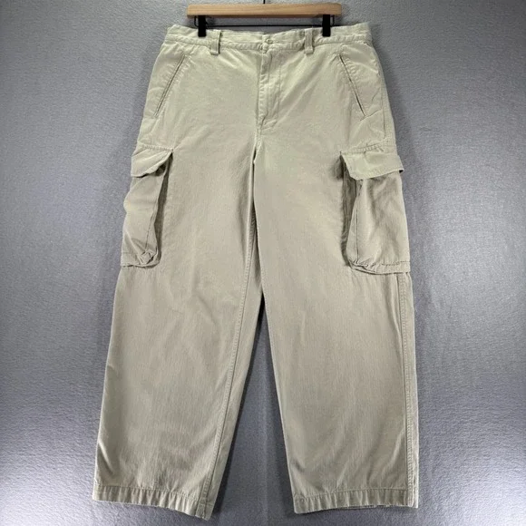 Vintage Gap Cargo Pants Men 36x30 Beige Straight Wide Leg Heavyweight Trendy 90s