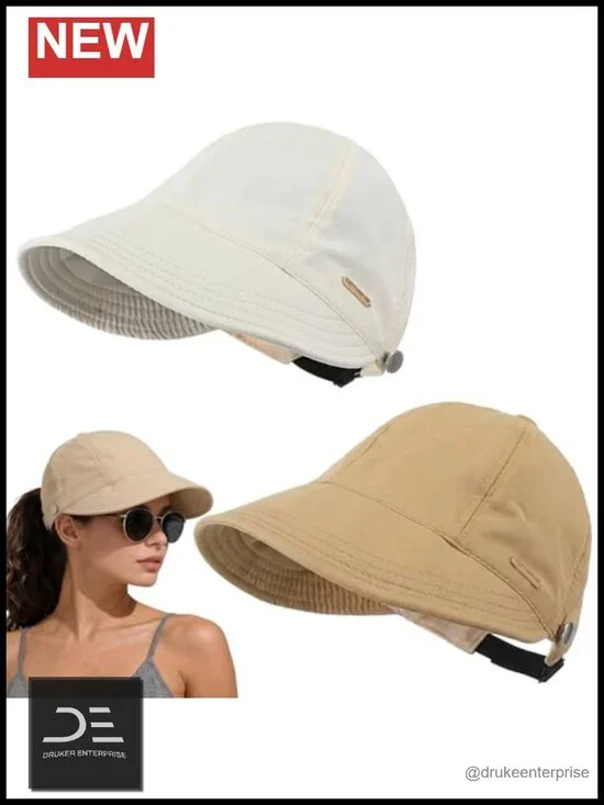 2 Pack Wide Brim Sun Hat UV Protection Adjustable Ponytail Packable Outdoor