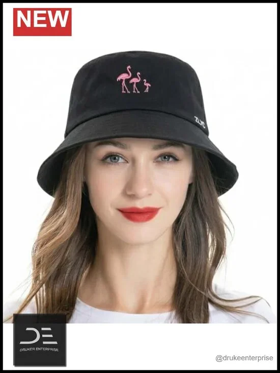Cotton Bucket Hat Embroidered Packable Sun Hat Travel Cap