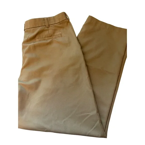 IZOD Golf X-Treme‎ Function Mens Khaki Tan Performance Pants 36x34 Flat Front
