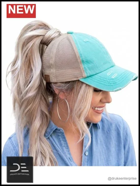 Criss Cross Ponytail Baseball Cap for Women Adjustable