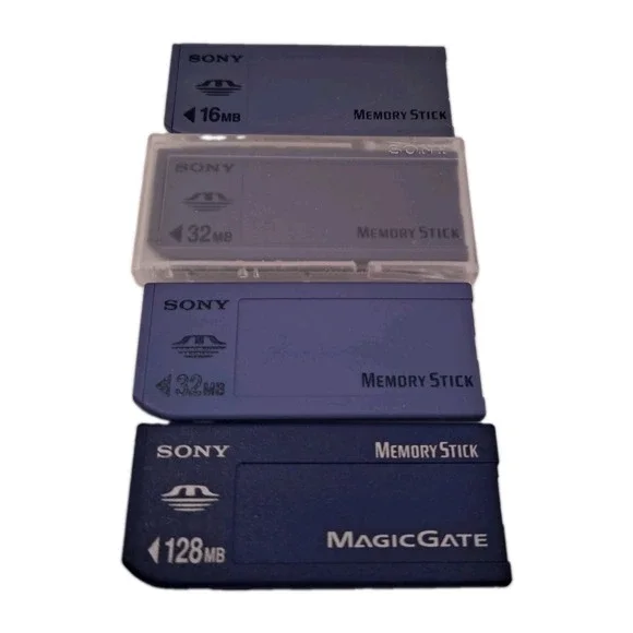 Sony Memory Stick Card Lot of 4 - 1x 128MB MagicGate & 2x 32MB  1x 16MB