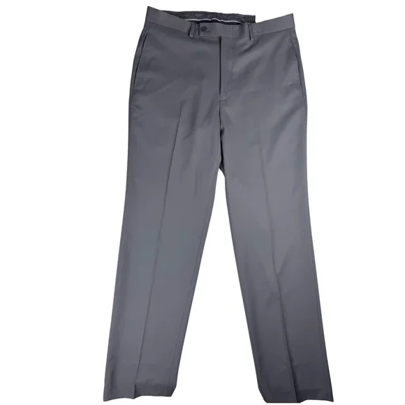 Michael Strahan Collection Mens Grey Dress Pants Flat Front 32W x 32L NWT