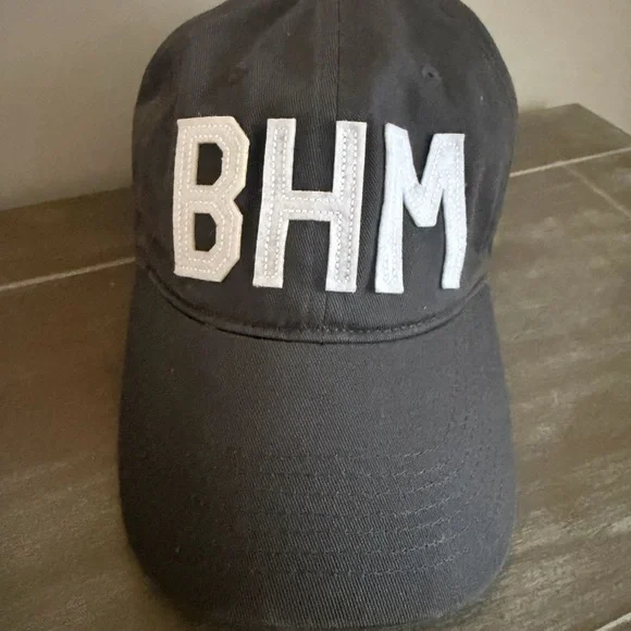 Black Baseball Cap with White BHM Applique