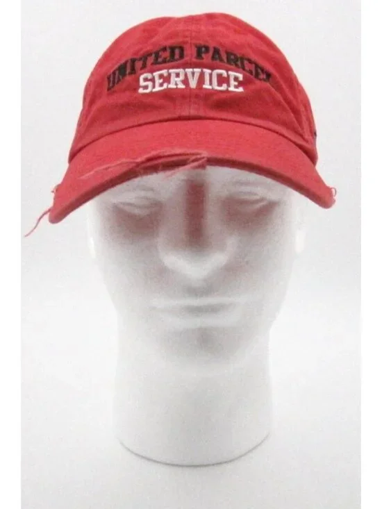 UPS United Parcel Service Red Distressed Baseball Cap Adjustable Hat (F)