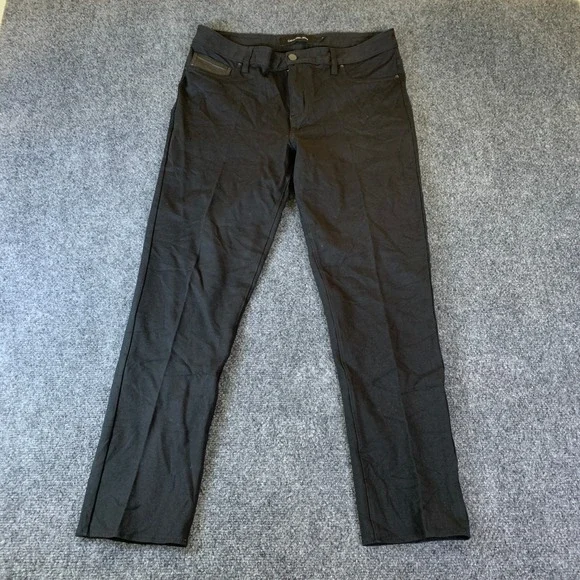 Calvin Klein Jeans Skinny Pants Mens 33 Black Faux Leather Pocket Detail