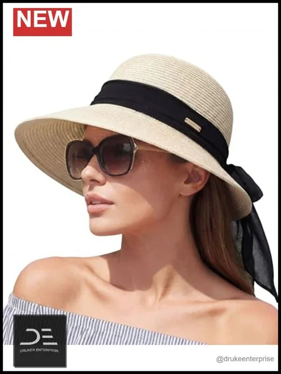 Wide Brim Sun Hat, Adjustable Sweatband, Packable Travel Beach Hat, Women's