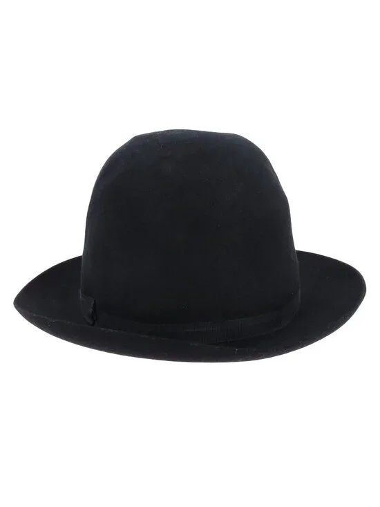 VTG Burberrys Womens Medium M Dark Navy Blue Bowler Derby Hat Made in England
