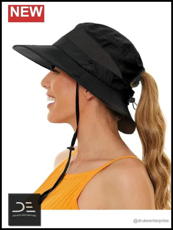 Bucket Sun Hat with Ponytail Hole UPF 50+ Waterproof for Women Hiking Fishing