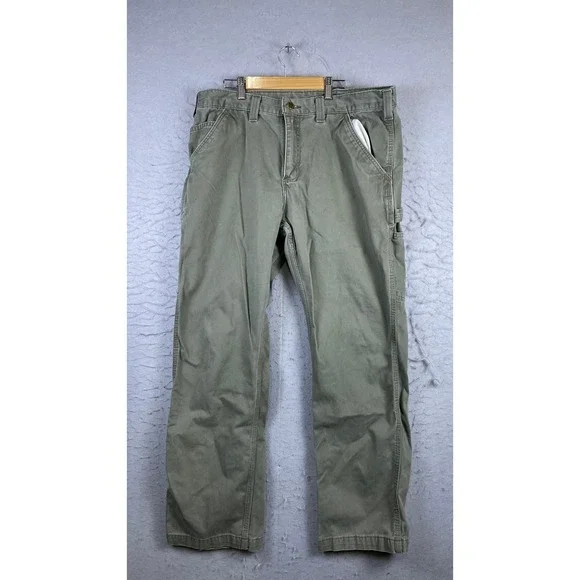 Carhartt Work Pants Mens 36x30 Green Excellent Relaxed Fit B324-ARG Canvas