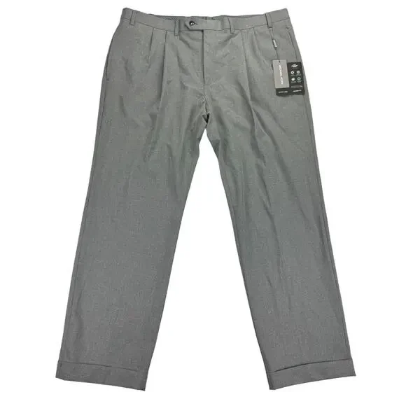 Michael Kors Mens Pleated Cuffed Solid Classic Fit Stretch Pants Gray 40x30