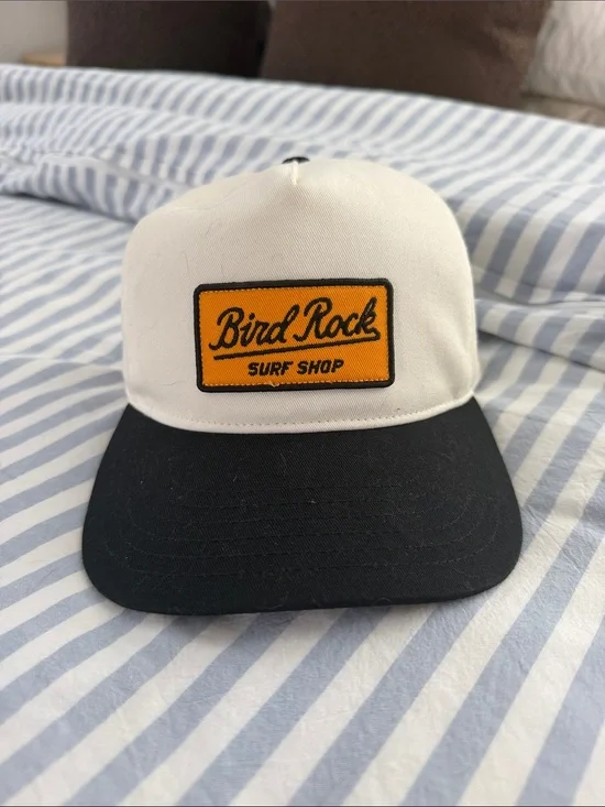 Bird Rock Surf Shop Patch Trucker Hat - White & Black