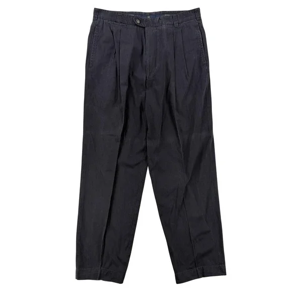 Hugo Boss Chino Pants Mens 40x30 Gray Classic Fit Cotton Canvas Pleated Office