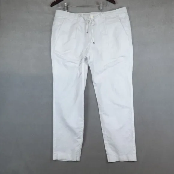Murano Pants Mens 38 White Linen Blend Baird Mcnutt Lucas Fit Drawstring