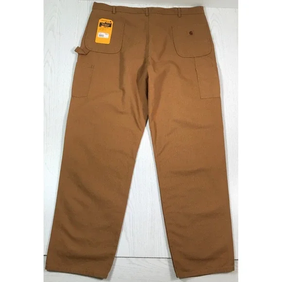 New Carhartt Canvas Carpenter Pant Men 44x36 Brown Utility Duck Loose Fit Cotton