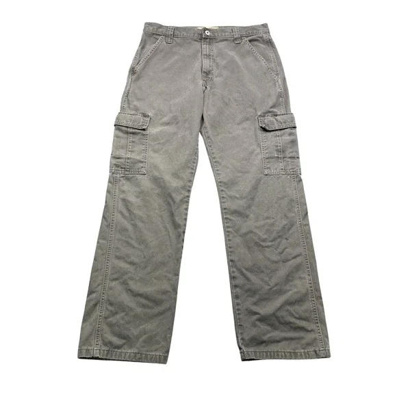 Wrangler Authentics Cargo Pants Mens 32x32 Gray 29.5 Inseam Cotton Workwear