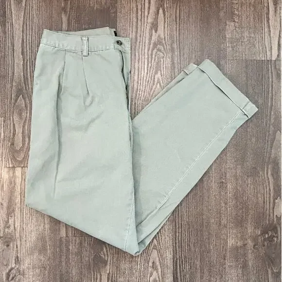 Vintage GAP Khakis Easy Fit Pleated Cuffed Chinos Mens 33x32 Beige