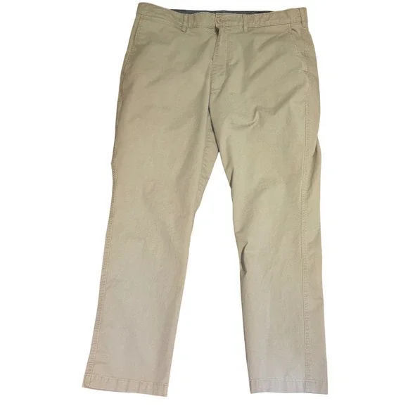 Cremieux Mens Comfort Stretch Chino Pants Khaki Beige Flat Front 35x30 Preppy