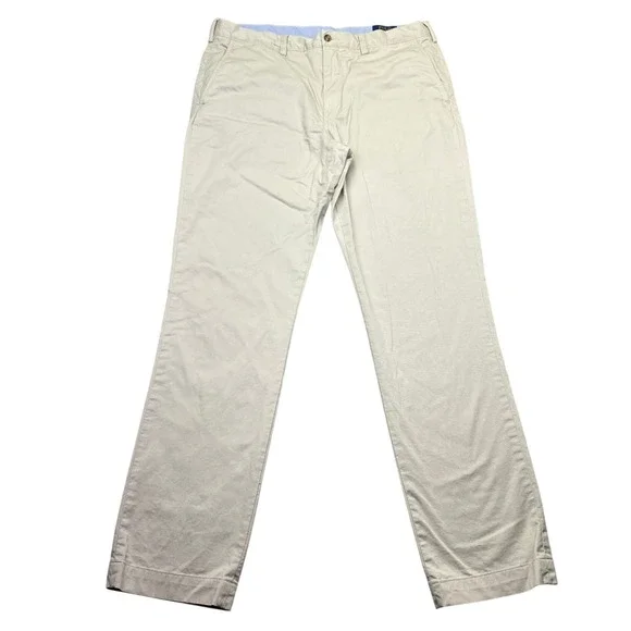 Polo Ralph Lauren Men Sz 36 Khaki Stretch‎ Straight Fit Chino Pants Tan Preppy