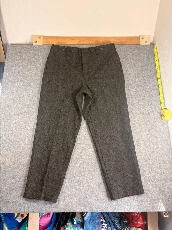 Vintage Woolrich Wool Trousers Men 40x31 Gray Thick Heavy Hunting Pants