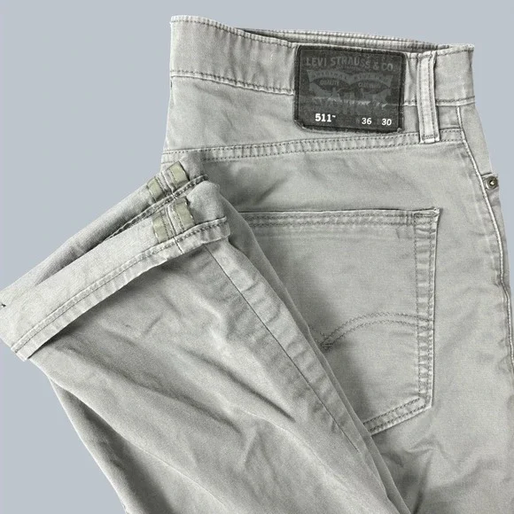 Levi's 511 Commuter Series Pants Mens 36x30 Grey 3M Selvedge Reflective Slim Fit