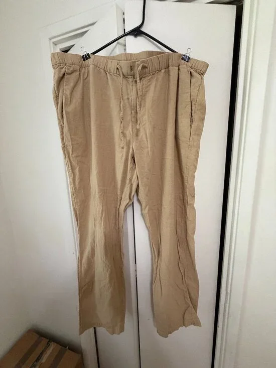 Men's H&M Regular Fit Linen Pants size XXL Khaki