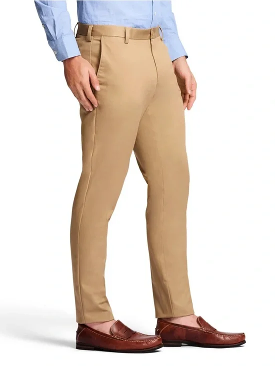 Izod Men’s Khaki Tan Chinos - Slim Flat Front