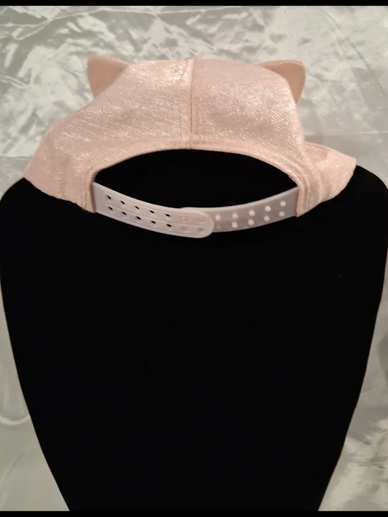 Women’s Pink Cat Ear Baseball Cap with Pearl Accents